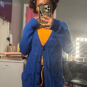 Blue Cable Knit Women's Sweater